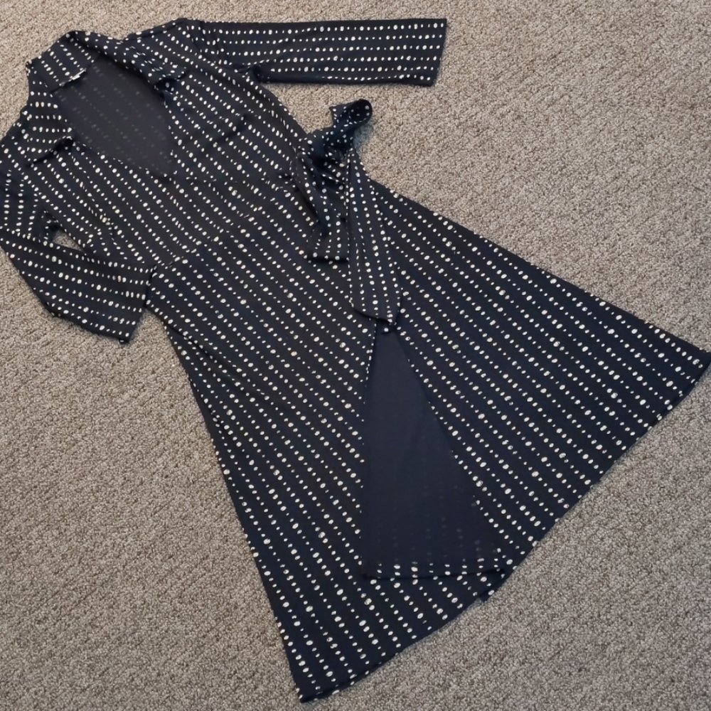 Ruby Black & Cream wrap around dress